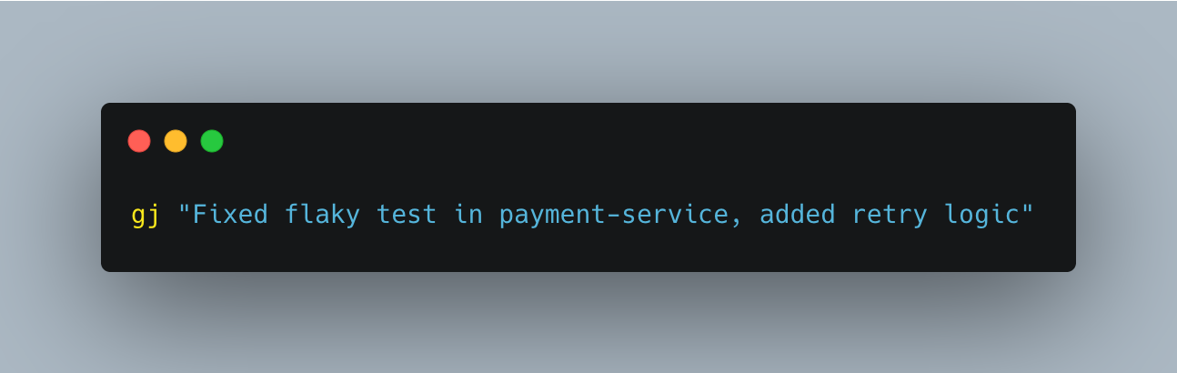 What logging with gj looks like — zero fluff, sent straight to Notion.